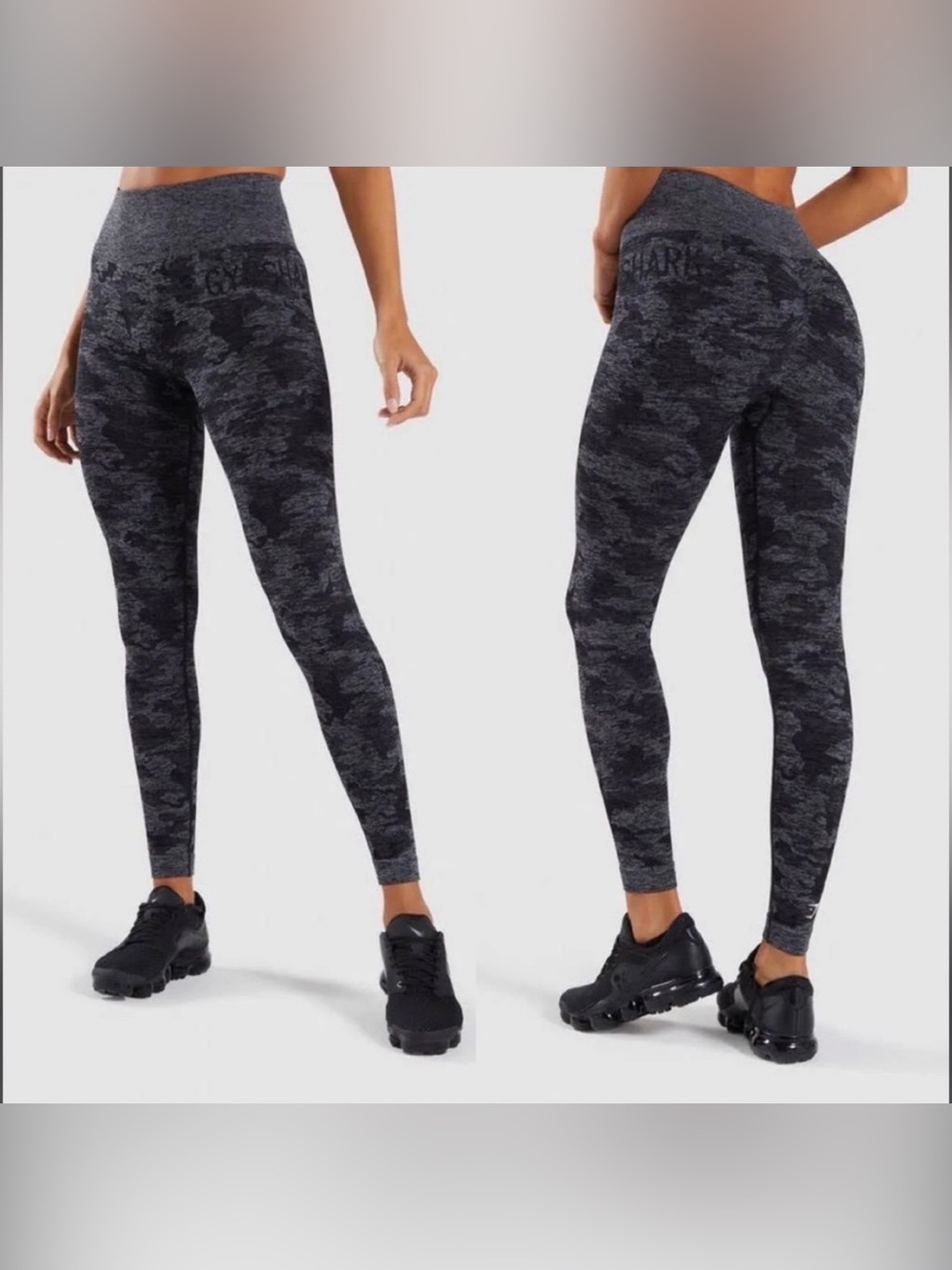Gymshark Adapt Camp Seamless High-Waist Black and Gray Camo Leggings XL
